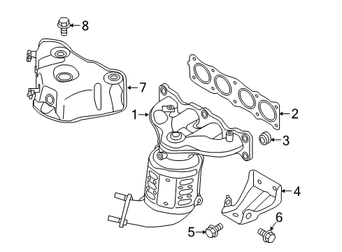 2017 Kia Optima Exhaust Manifold Exhaust Manifold Catalytic Assembly Diagram for 285102GAS0