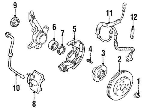1996 Kia Sephia Anti-Lock Brakes Sensor-R Diagram for 0K20543711