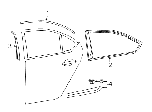 2013 Lexus LS460 Exterior Trim - Rear Door MOULDING Sub-Assembly, Rear Door Diagram for 75075-50190-A0