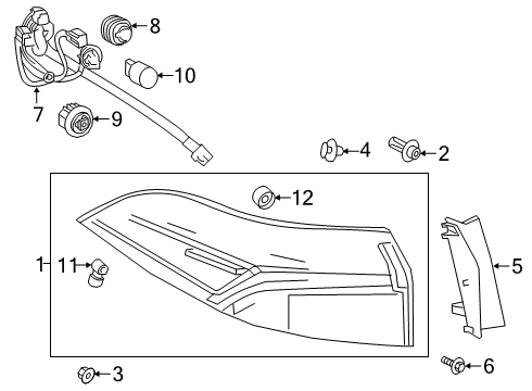 2020 Toyota Corolla Bulbs Combo Lamp Diagram for 81551-12D40