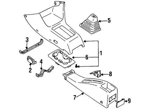 1995 Geo Metro Center Console BOOT, Transmission Control Lever Diagram for 96065752
