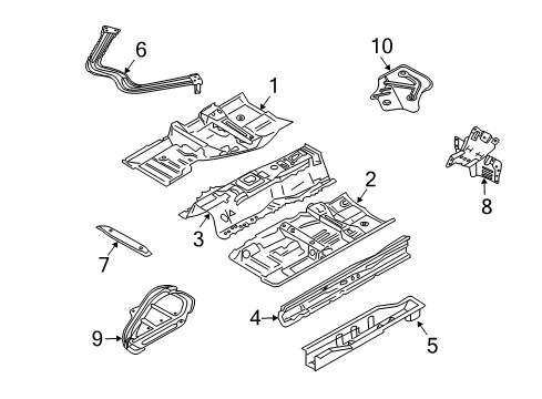 2005 Nissan 350Z Pillars, Rocker & Floor - Floor & Rails SILL Inner LH Diagram for 76451-CD020