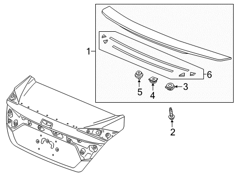 2019 Honda Civic Trunk Lid - Spoiler Collar, Garnish (7MM) Diagram for 90303-TEY-Y01