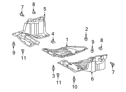 2001 Toyota Celica Splash Shields Side Shield Diagram for 51408-20090