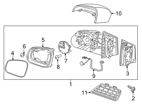 2017 Chevrolet Spark Outside Mirrors Mirror Assembly Gasket Diagram for 95410518