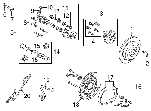 2021 Kia Sedona Brake Components Rear Brake Plate Assembly Diagram for 58251A9200