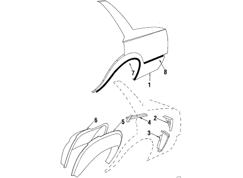 1989 Buick Skyhawk Quarter Panel & Components Mld Asm Diagram for 20314405