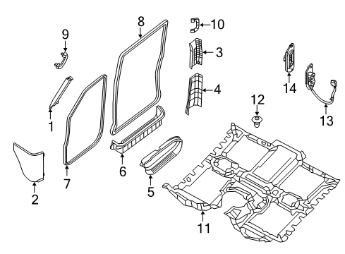 2013 Nissan NV2500 Interior Trim - Pillars, Rocker & Floor Switch Back Door Up Diagram for 25141-9JB0A