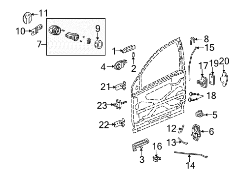 2003 Saturn Ion Front Door Handle, Outside Diagram for 22718206