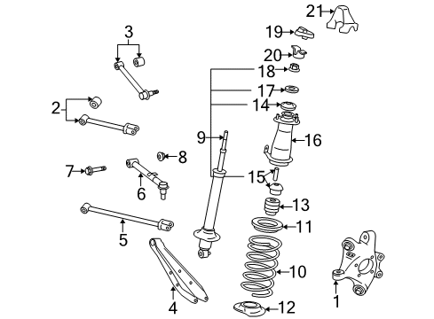 2011 Lexus GS450h Rear Suspension Components, Lower Control Arm, Upper Control Arm, Ride Control, Stabilizer Bar ABSORBER Assembly, Shock Diagram for 48530-80454