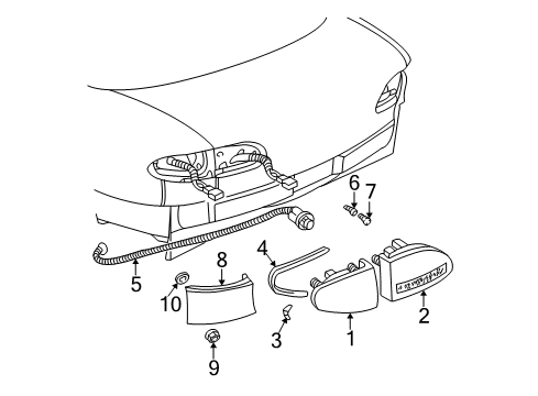 1997 Chevrolet Cavalier Tail Lamps Filler, Tail Lamp Diagram for 22575604
