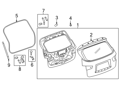 2016 Nissan Pathfinder Gate & Hardware Hinge Assembly - Back Door, LH Diagram for 90401-3KA0A