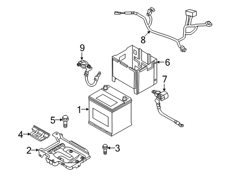 2012 Kia Forte Battery Tray Assembly-Battery Diagram for 371501M100