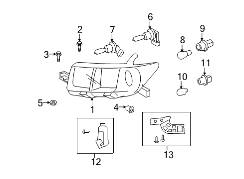 2010 Scion xB Bulbs Composite Headlamp Diagram for 81130-12B90