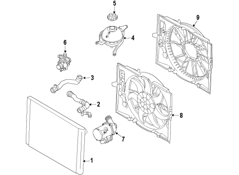 2013 BMW 528i xDrive Cooling System, Radiator, Water Pump, Cooling Fan Radiator Condenser Cooling Fan Assembly Diagram for 17418642161