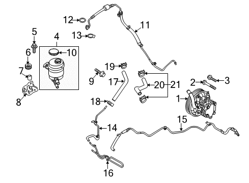 2010 Kia Forte P/S Pump & Hoses, Steering Gear & Linkage Reservoir Assembly-Power Diagram for 571501M000
