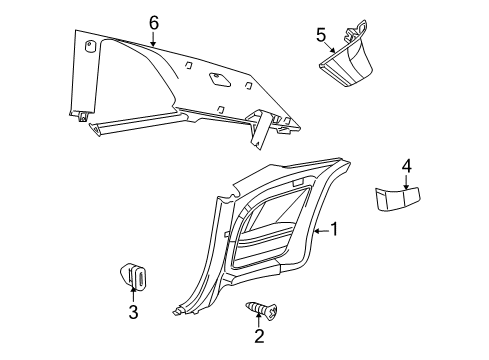 2013 Dodge Challenger Interior Trim - Quarter Panels Panel-Quarter Trim Diagram for 1TM04XDVAD