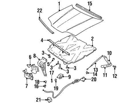 1996 Chevrolet Monte Carlo Hood & Components, Exterior Trim Support Asm-Hood Primary Latch Diagram for 10261427