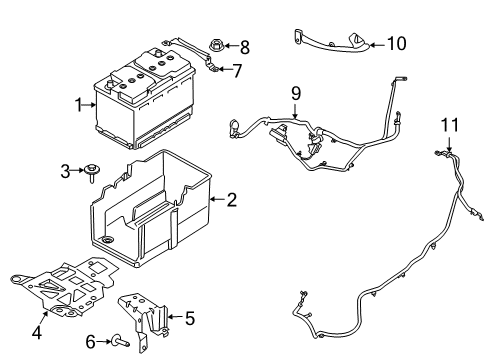 2022 Lincoln Corsair Battery Battery Box Mount Bracket Diagram for JX6Z-10718-A