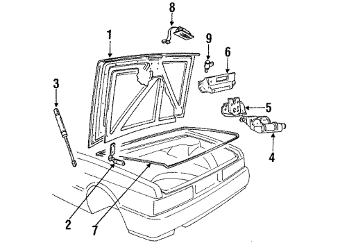 1990 Cadillac Allante Trunk Lid Kit Diagram for 1646201
