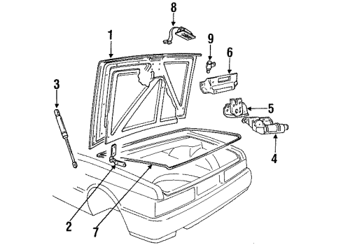 1988 Cadillac Allante Trunk Opener Diagram for 1642676