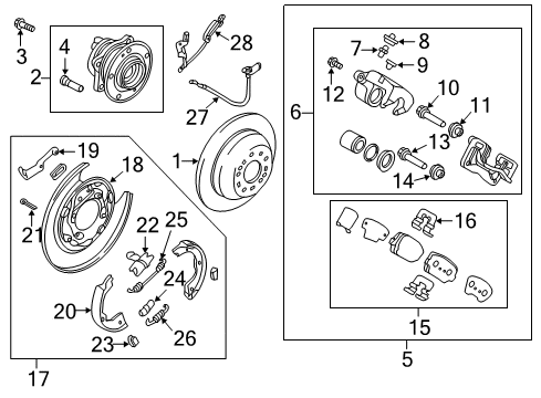 2014 Hyundai Santa Fe Anti-Lock Brakes Brake Assembly-Rear Wheel, LH Diagram for 58210-2W000