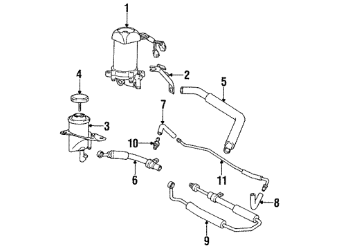 1995 Toyota MR2 P/S Pump & Hoses, Steering Gear & Linkage Hose, Return Diagram for 44428-17010