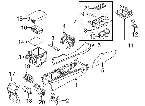 2017 Kia Sorento Center Console Console Assembly-Floor Diagram for 84610C6000WK