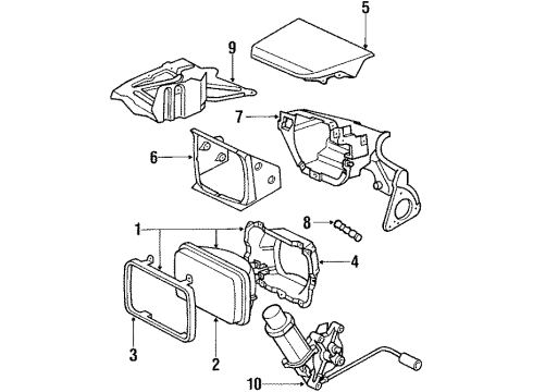 1989 Toyota Supra Headlamps Motor Assy, Light Retractor, RH Diagram for 85660-14050