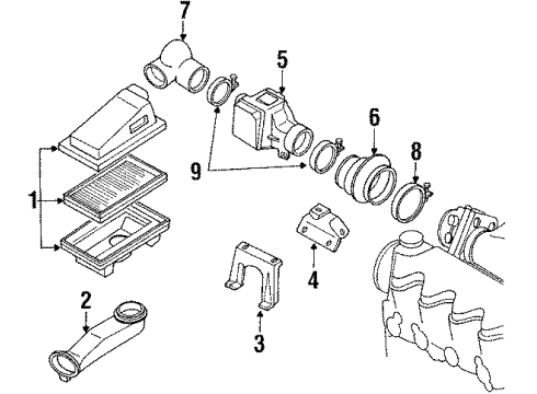 1985 Nissan Pulsar NX Air Inlet Air Filter Diagram for 16546-15M10