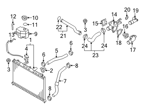 2011 Hyundai Accent Radiator & Components Radiator Coolant Overflow Reservoir Bottle Diagram for 254311G000