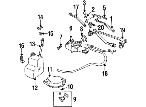 1992 Pontiac Grand Am Wiper & Washer Components Container, Windshield Washer Solvent Diagram for 22127667