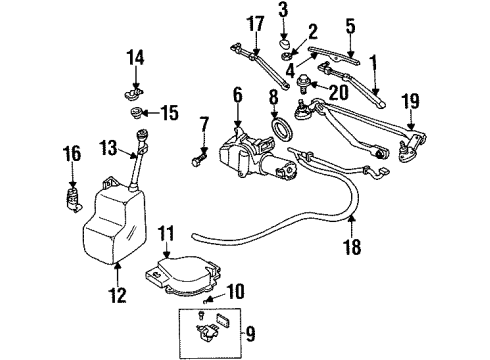 1996 Pontiac Grand Am Wiper & Washer Components Blade Kit, Windshield Wiper - 18" Arctic Diagram for 12480911