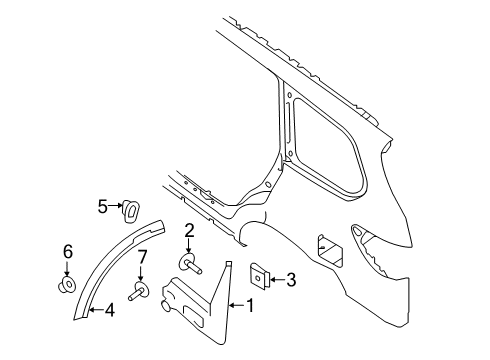 2020 Nissan Pathfinder Exterior Trim - Quarter Panel Rear Mudguard Set, Left Diagram for 78811-9PF0A