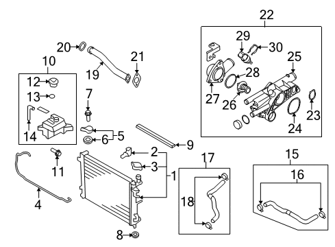 2009 Kia Rondo Radiator & Components Radiator Reservoir Assembly Diagram for 254301D100