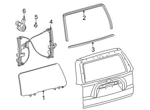 2021 Toyota 4Runner Lift Gate Lift Gate Glass Diagram for 68150-35332