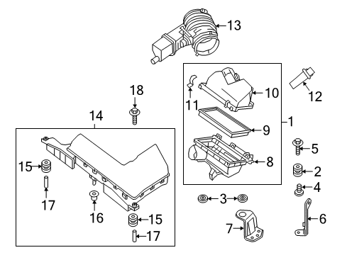 2020 Nissan Maxima Powertrain Control Pipe Assembly Air Diagram for 16576-4RA0B