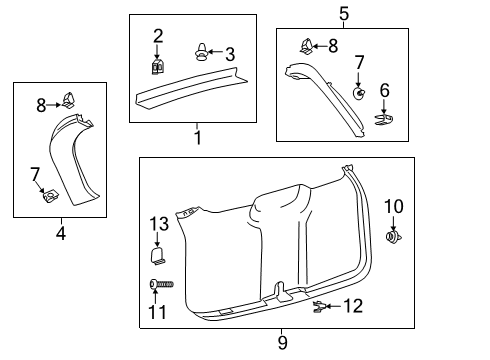 2020 Ford Explorer Interior Trim - Lift Gate Upper Molding Diagram for LB5Z-78424B36-AB