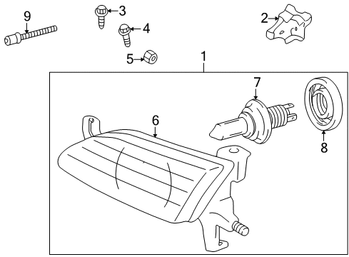 1999 Toyota Corolla Bulbs Headlamp Assembly Diagram for 81150-02050