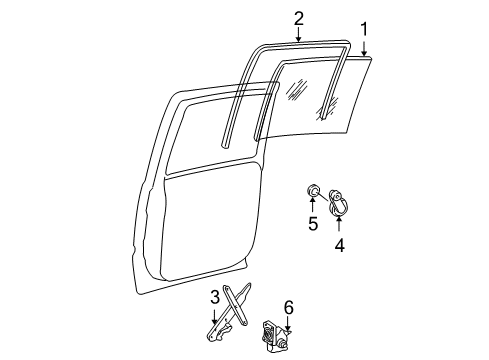 2004 Chevrolet Suburban 1500 Rear Door Glass Weatherstrip Diagram for 15196230