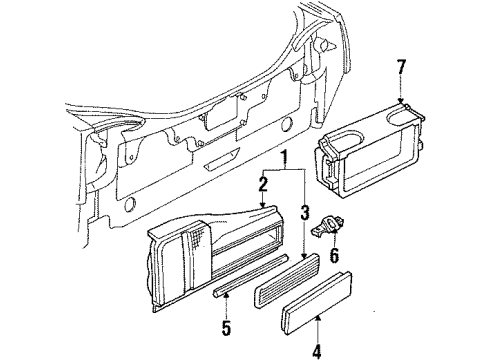 1987 Oldsmobile Calais Tail Lamps Lens Asm-Outer B/Up (RH) Diagram for 16506221