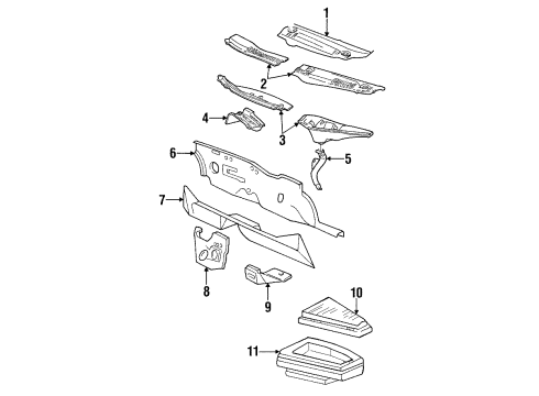 1999 Ford Taurus Cowl Retainer Diagram for 4F1Z-54020C40-AA