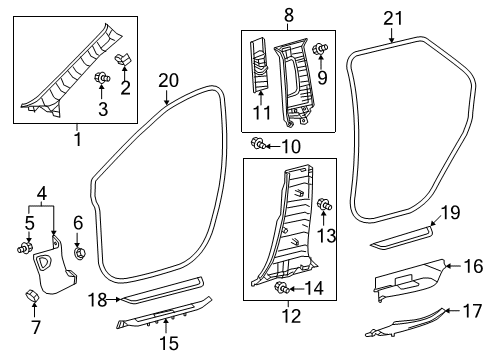 2021 Lexus RX350L Interior Trim - Pillars GARNISH Assembly, Front Pillar Diagram for 62210-48171-A1