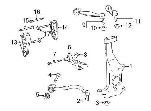 2013 Lexus LS600h Front Suspension Components, Lower Control Arm, Upper Control Arm, Ride Control, Stabilizer Bar Front Suspension Upper Control Arm Assembly Left Diagram for 48630-59135