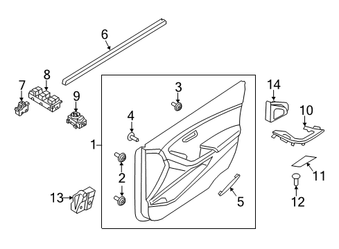 2014 Hyundai Elantra GT Front Door Cover Assembly-Front Door Quadrant Inner Diagram for 87660-A5020