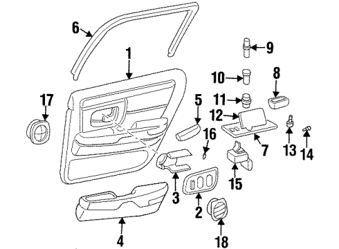 1997 Cadillac DeVille Interior Trim - Rear Door Armrest Asm, Rear Side Door-RH *Black Diagram for 12373280