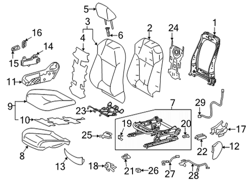 2021 Toyota RAV4 Prime Passenger Seat Components Recliner Knob Diagram for 84921-33200-C0