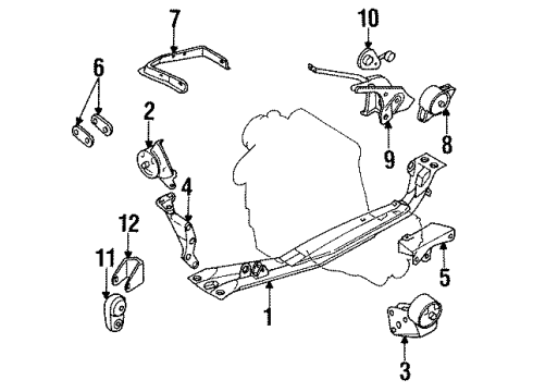 1994 Nissan Sentra Engine & Trans Mounting Engine Mounting Bracket, Left Diagram for 11253-50Y01