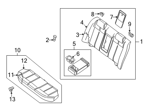 2008 Nissan Altima Rear Seat Components Trim Cushion Rear Diagram for 88320-JA01B