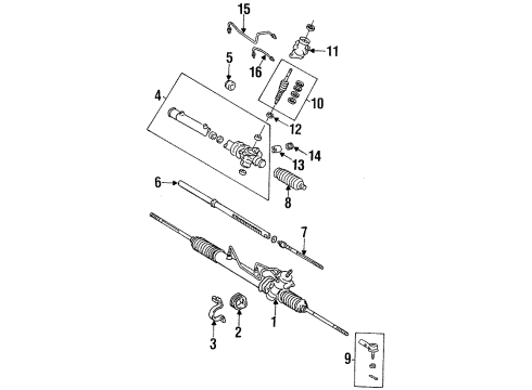 2002 Chevrolet Prizm P/S Pump & Hoses, Steering Gear & Linkage Rod Kit, Steering Linkage Outer Tie Diagram for 94854303